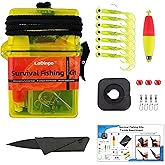LoDinpo Mini Survival Fishing Kit Small Emergency Fishing Gear Box Pocket Fishing Tackle Travel Fishing Shoebox Surf Survivalist Fishing Accessories Pack Gifts for Fishing Starter Men