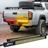 OPT7 Redline Parlux Tailgate Light Bar for Tacoma, Sequential Amber Turn | [2-PIECE] Aluminum, Weatherproof Rigid Triple Row LED Truck Dynamic Taillight Strip for 2007-2023 Tacoma 2nd/3rd Gen