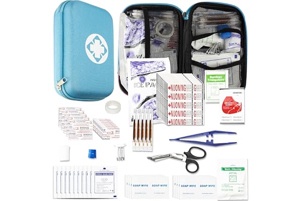 Car-Home Survival First-Aid Kit Emergency-Kit - Blue 273Piece Equipment Travel Supplies First Aid Set Home Essentials Camping Hiking YIDERBO