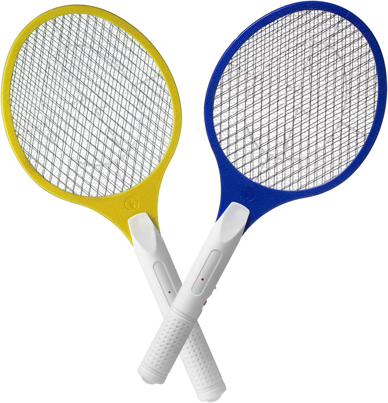 Micnaron Electric Fly Swatter 2 Pack, Portable Fly Mosquito Swatter 3500V, Handheld Bug Zapper Racket with Safe to Touch Mesh Net (Blue &Yellow): Garden & Outdoor