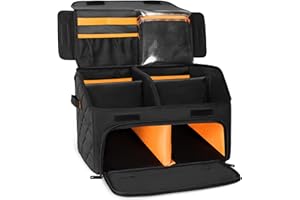 PGmoon Upgraded Golf Trunk Organizer, Golf Car Organizer with Separate Ventilated Compartment for 2 Pair Shoes, Golf Storage 