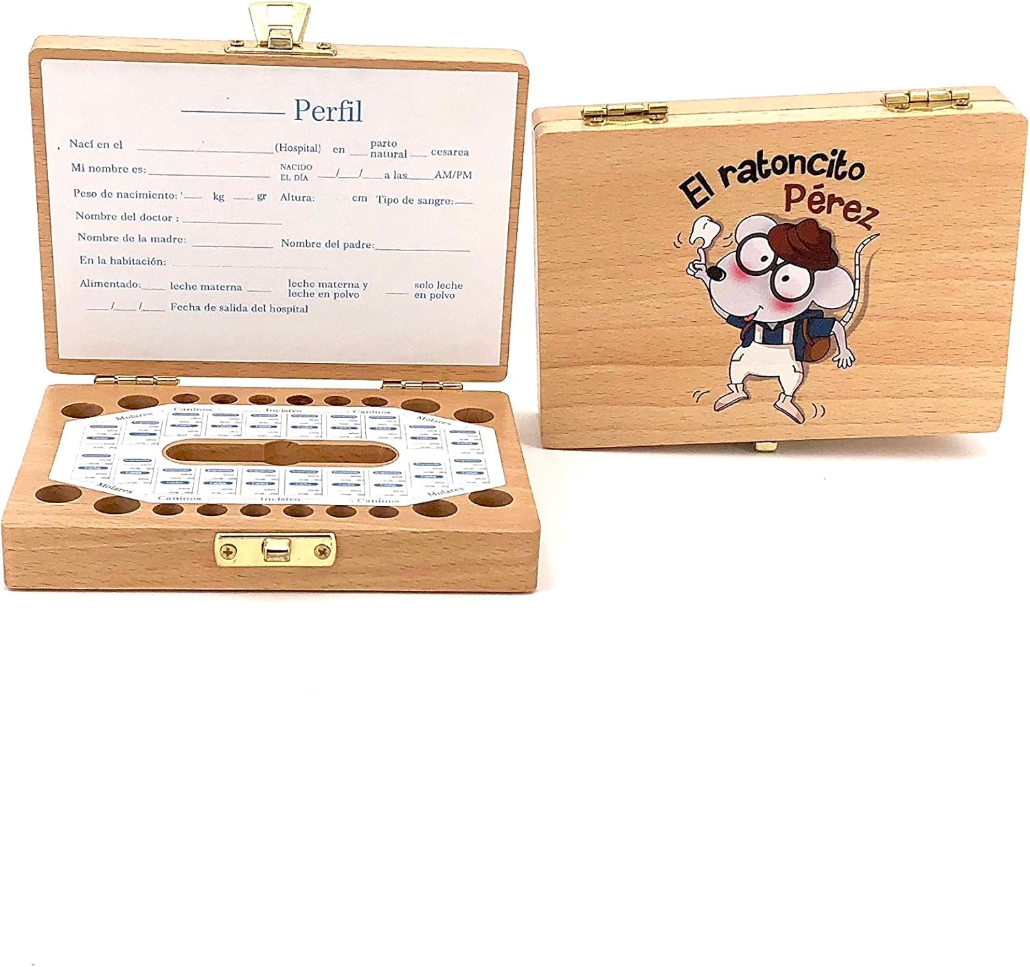 Caja de madera para guardar los dientes de leche 