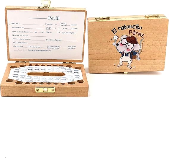 Caja de madera para guardar los dientes de leche 