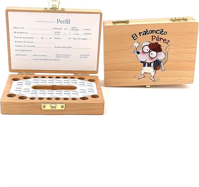 Caja de madera para guardar los dientes de leche 