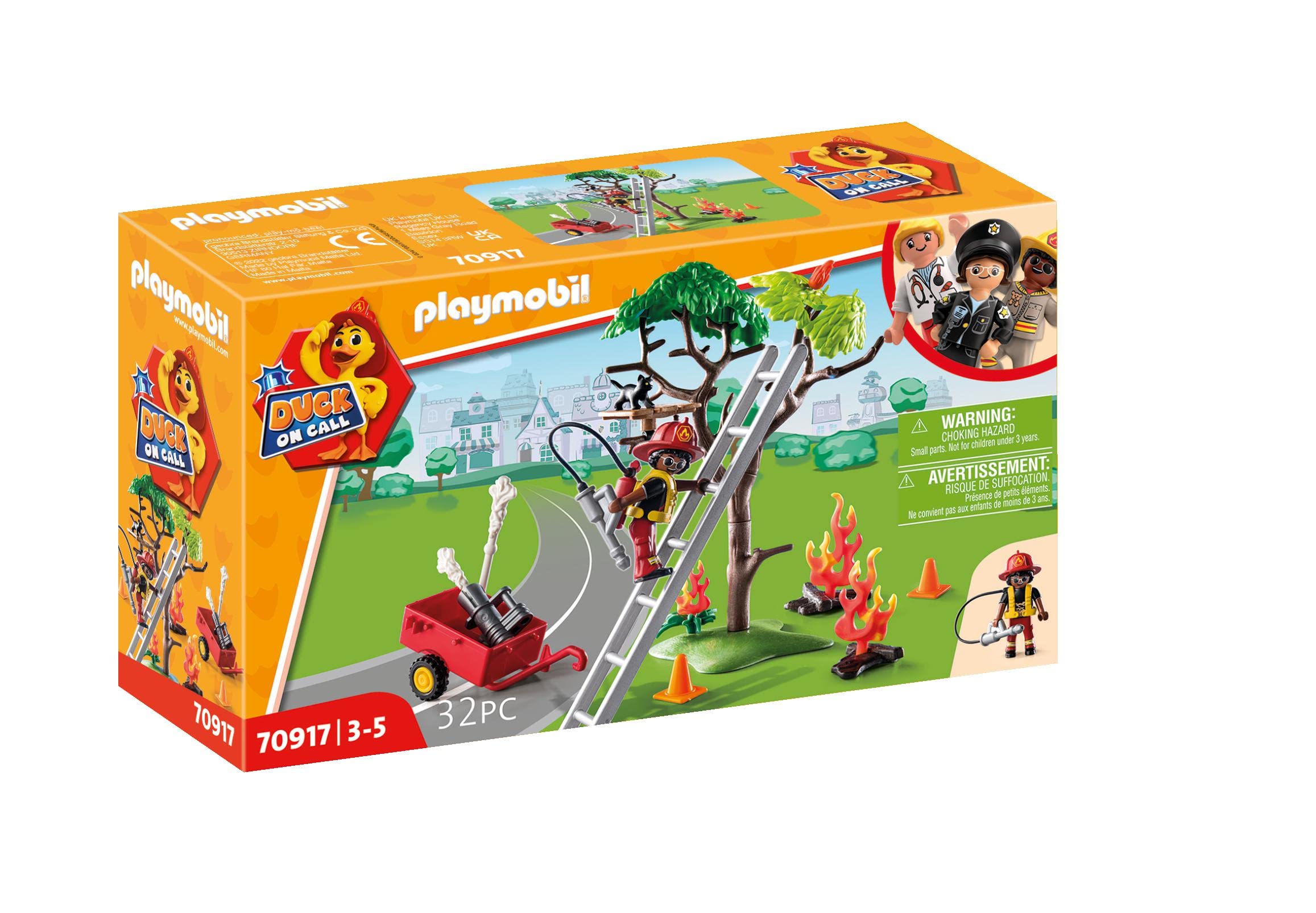 Playmobil DUCK ON CALL 70917 Fire Rescue Action: Cat Rescue, Toy for Children Ages 3+