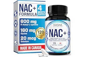 New! NAC Supplement 600mg (N-Acetyl-L-Cysteine) with Glycine and Selenium - Canadian Made, Supports Normal Growth, Thyroid He