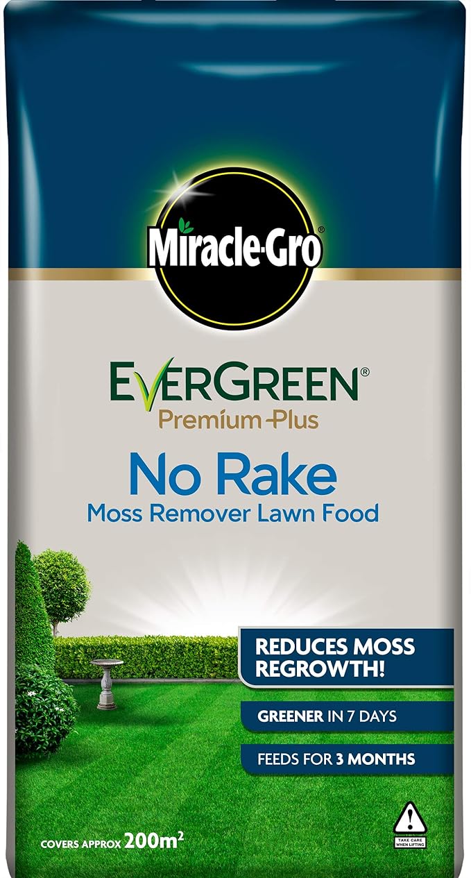 MiracleGro EverGreen Premium Plus No Rake Moss Remover Lawn Food 20kg 200m2 Amazon.co.uk