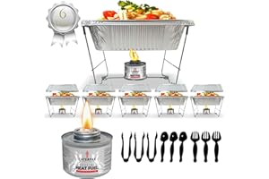 Disposable Chafing Dish Buffet Set (39 PCS) – Catering Food Warmers with 6X Half-Size Serving Pans, Covers, Foldable Racks, U