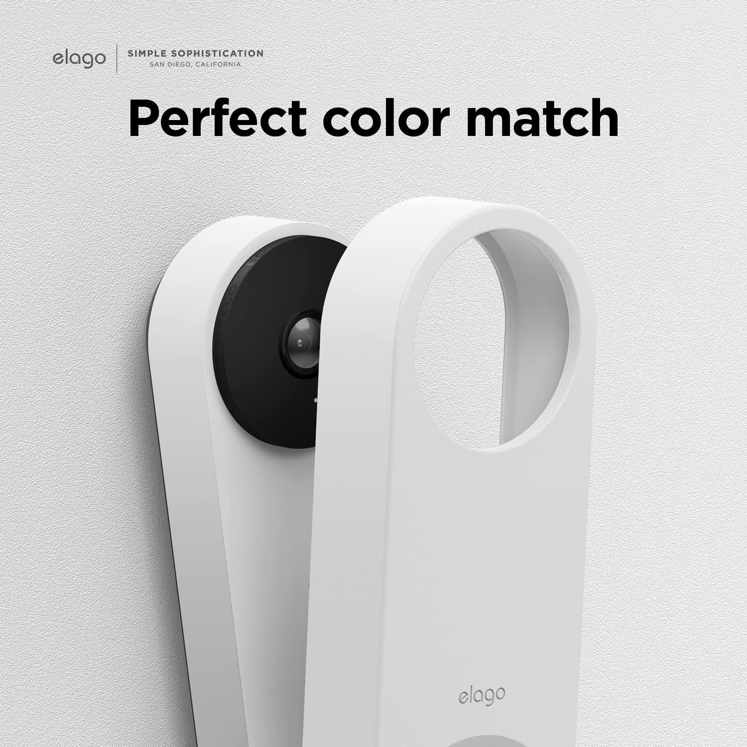 elago Silicone Case Compatible with Google Nest Hello Video Doorbell (Wired, 2nd Gen) - Weather and UV Resistant, Perfect Color Match, Clean Finish (Snow)