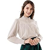 SCARLET DARKNESS Gothic Victorian Blouse Tops for Women 2026 Cotton Long Sleeve Renaissance Shirt