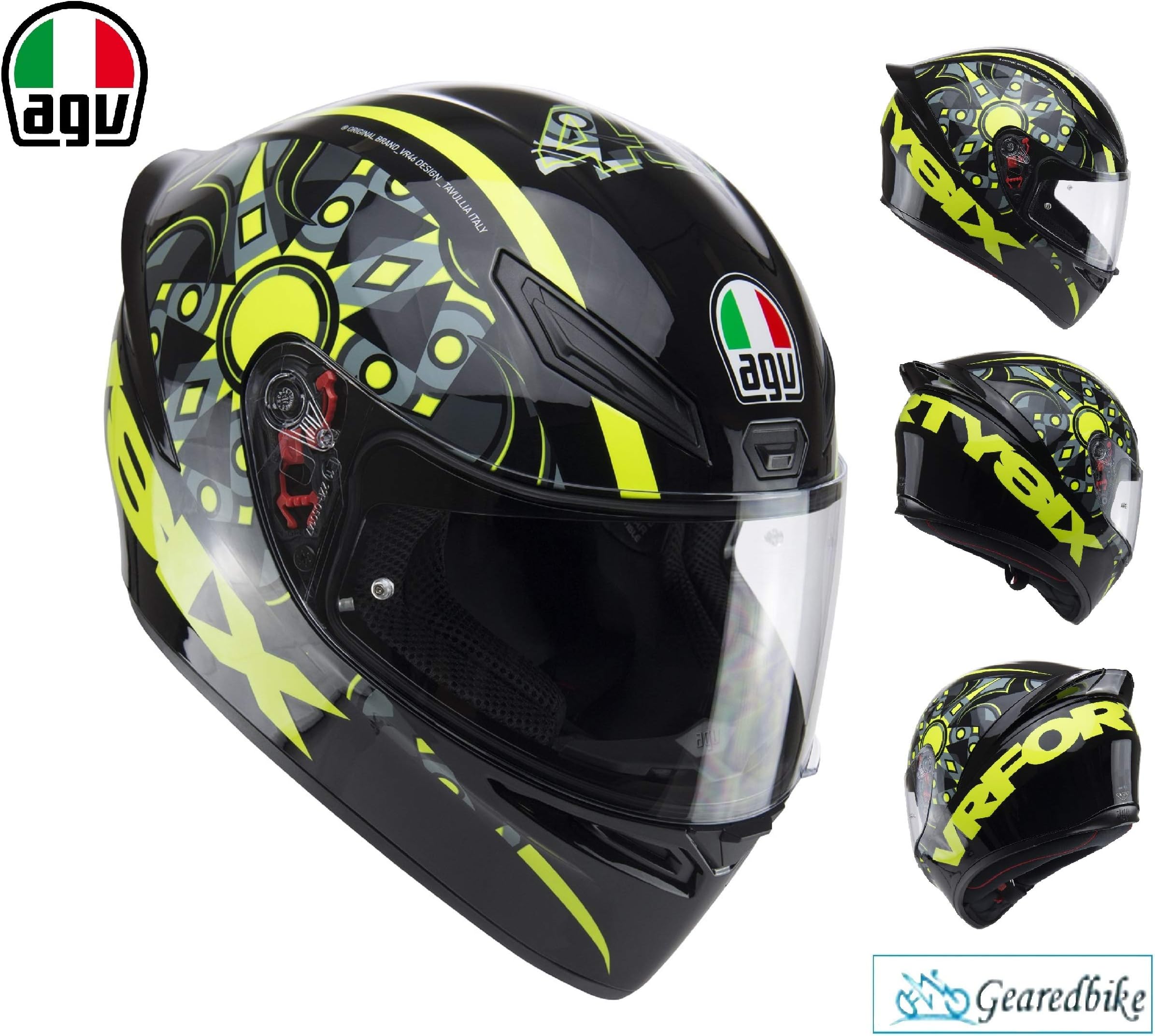 MOTORBIKE AGV K1 FLAVUM 46 FULL FACE MOTORCYCLE HELMET Adult Crash Biker Rider Scooter Sports Racing Touring Pinlock Ready Helmet