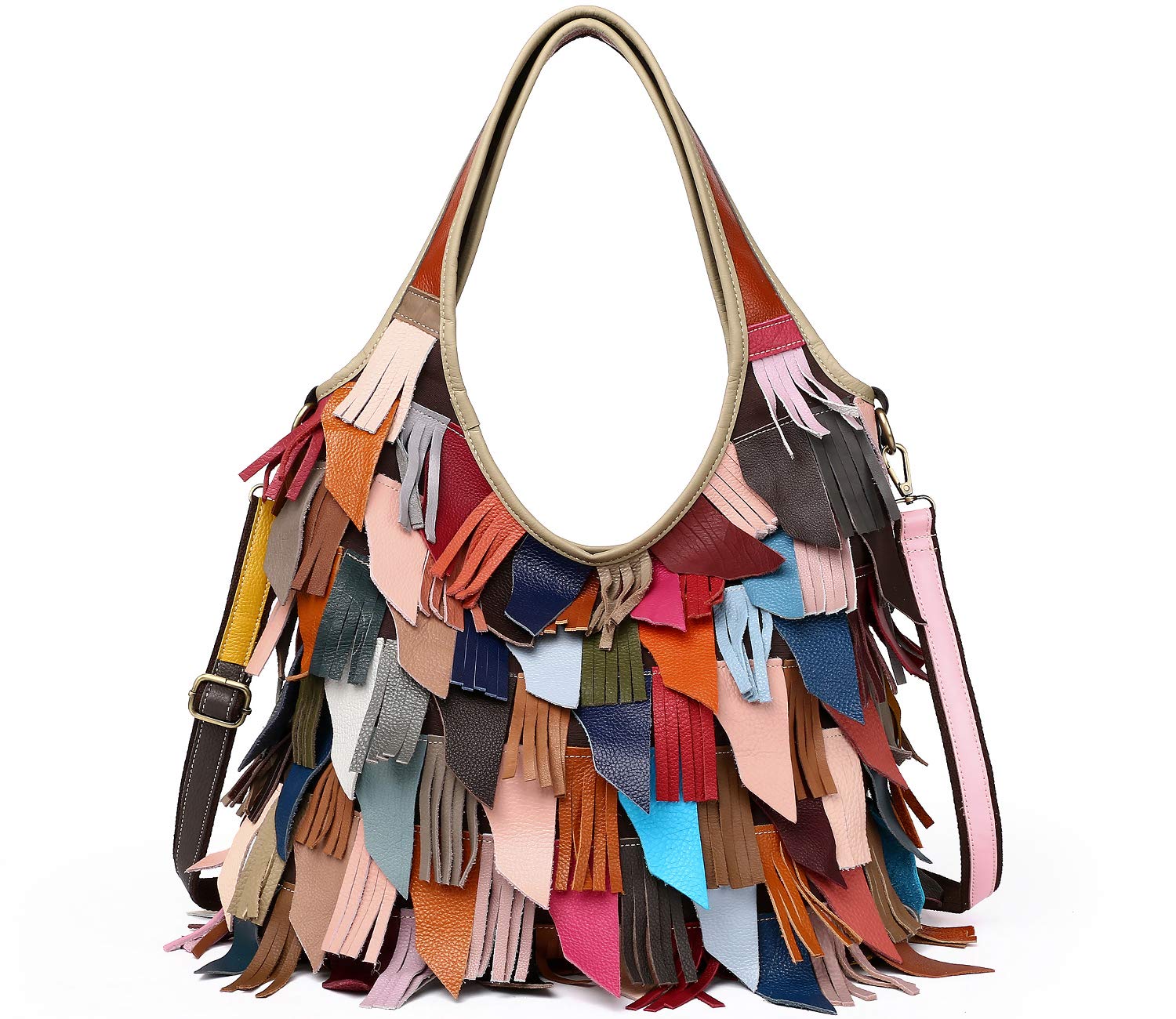 Segater® Women’s Multicolor Boston Bag Genuine Leather Colorful Patchwork Large Tote Handbag Hobo Purse Crossbody Big Bag