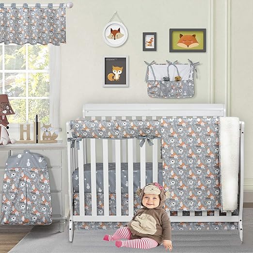 gray crib nursery