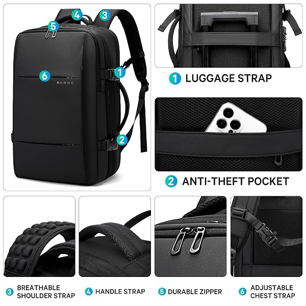 BANGE BACKPACK WITH ANTI-THEFT VACUUM COMPRESSION TRAVEL BACKPACK,EXPANDABLE BACKPACKS WITH PUMP FOR AIRPLANES