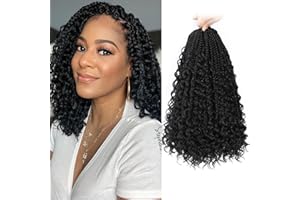 Yewell Goddess Box Braids Crochet Hair 10 Inch Boho Crochet Box Braids With Curly Ends, 9 Packs Bohomian Box Braids Crochet Hair For Black Women Pre Looped Box Braids Crochet Hair (10Inch 9 Packs,1B)