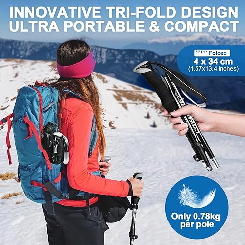 Covacure Hiking Poles Collapsible Trekking Poles Aluminum Alloy