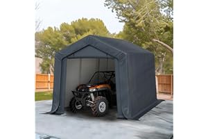 HERA'S PALACE 8x12ft Heavy Duty Carport Outdoor Patio Anti-Snow Portable Canopy Storage Shelter Shed with 2 Doors Garage Kit Tent for Motorcycle Garden Tools