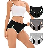 YESWEL Incontinence Underwear for Women, Washable Reusable Leakproof Sports Briefs,Heavy Flow Period Panties 3 Pack