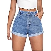 SOLY HUX Women's High Waisted Straight Leg Jean Shorts Casual Summer Denim Short Pants