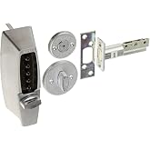 Kaba Simplex 7100 Series Metal Mechanical Pushbutton Auxiliary Lock with Thumbturn, 25mm Tubular Deadbolt, Flat Front Face Plate, 70mm Backset, Satin Chrome Finish