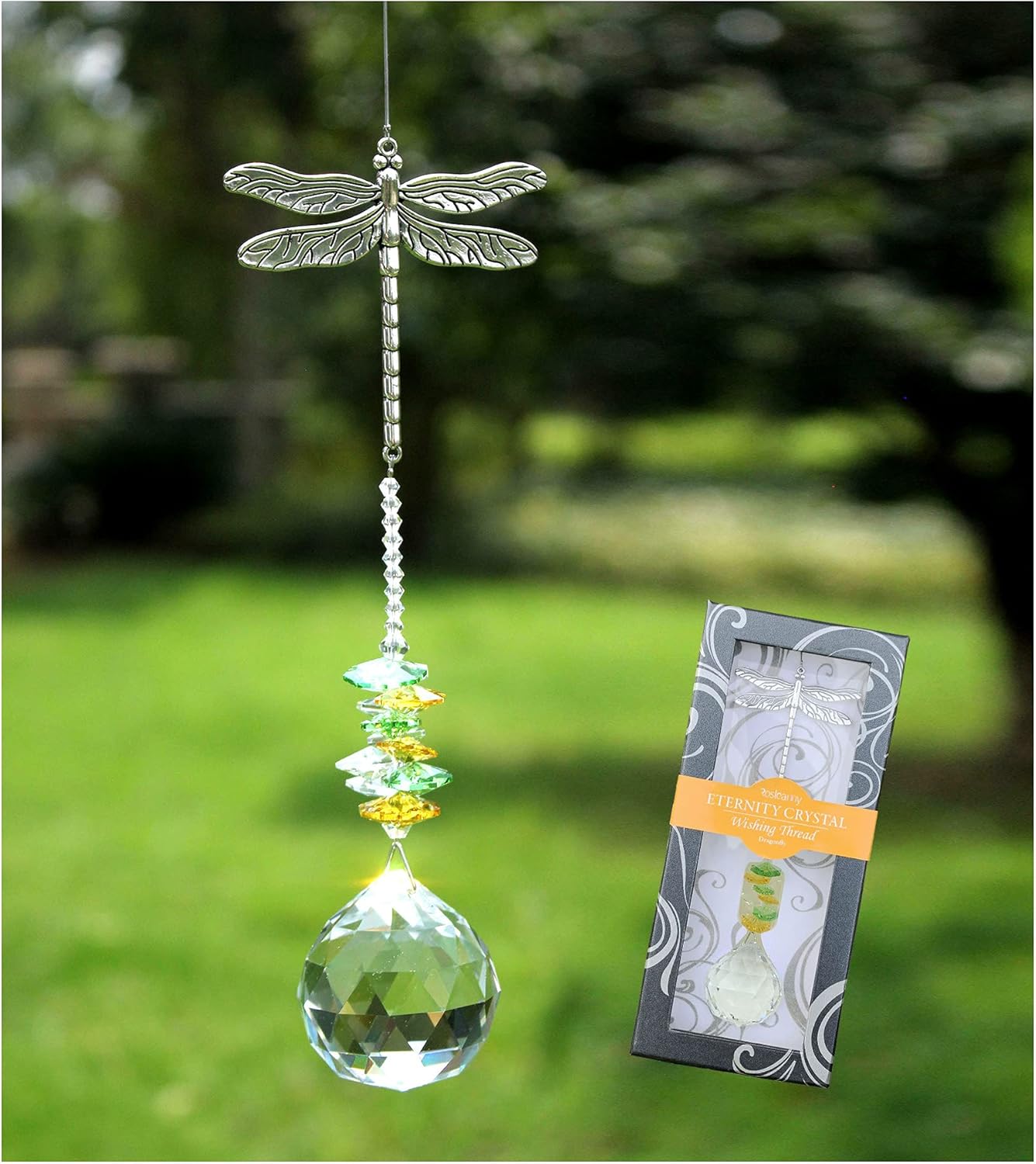 Rosleanny Crystal Garden Suncatcher Hanging Crystals Ornament for Window Rainbow Maker Prisms Home Decor Gift Boxed Sun Catcher Gift Idea for Mom Friends Grandma, Dragonfly : Garden & Outdoor