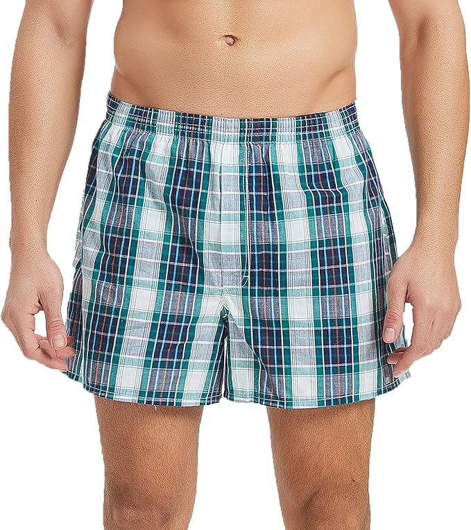 Admireme Men's Boxer Shorts Cotton Low Rise Woven Boxers Classic Plaid