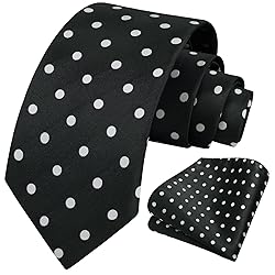 HISDERN Mens Ties Classic Black Tie and Pocket