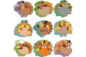 SERELIY 54 Pcs Thanksgiving Turkey Cut-Outs Double Printed Fall Paper Decor for Thanksgiving Bulletin Board Classroom Decoration (Turkey Ripe 54)