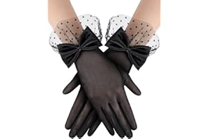 Bencailor Women Lace Gloves Wedding Tea Party Gloves Bow Short mitten Evening Elegant Accessories for Sun Protection Funeral