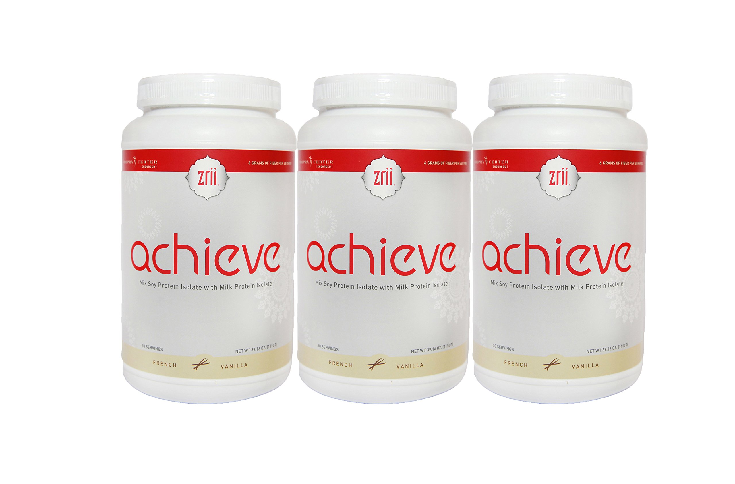 3x Zrii ACHIEVE Mix Soy Protein Isolate with Milk Protein Isolate French Vanilla ( 39.16 ounce )
