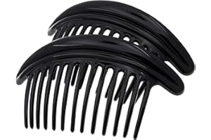 Camila Paris MP978/2 French Hair Side Combs, Black Curved Interlocking Combs French Twist Hair Combs, Strong Hold Hair Clips for Women Bun Chignon, Up-Do Styling Girls Hair Accessories Made in France