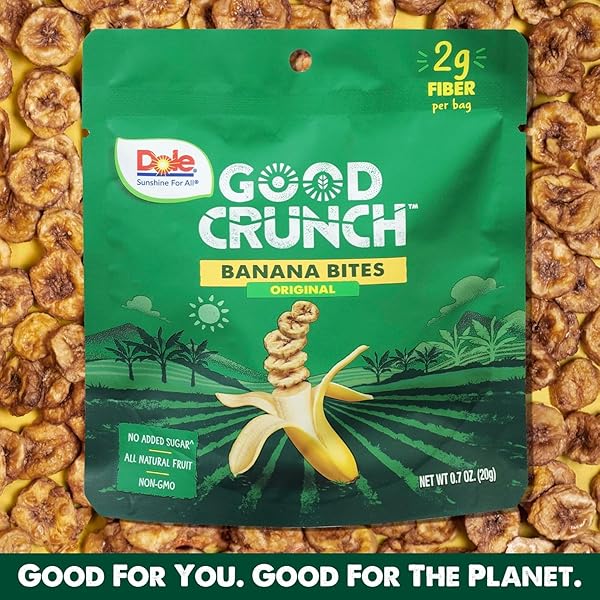 DOLE GOOD CRUNCH BANANA DRIED FRUIT BITES, GLUTEN FREE & VEGAN SNACK, 0.7OZ BAGS (PACK OF 12)