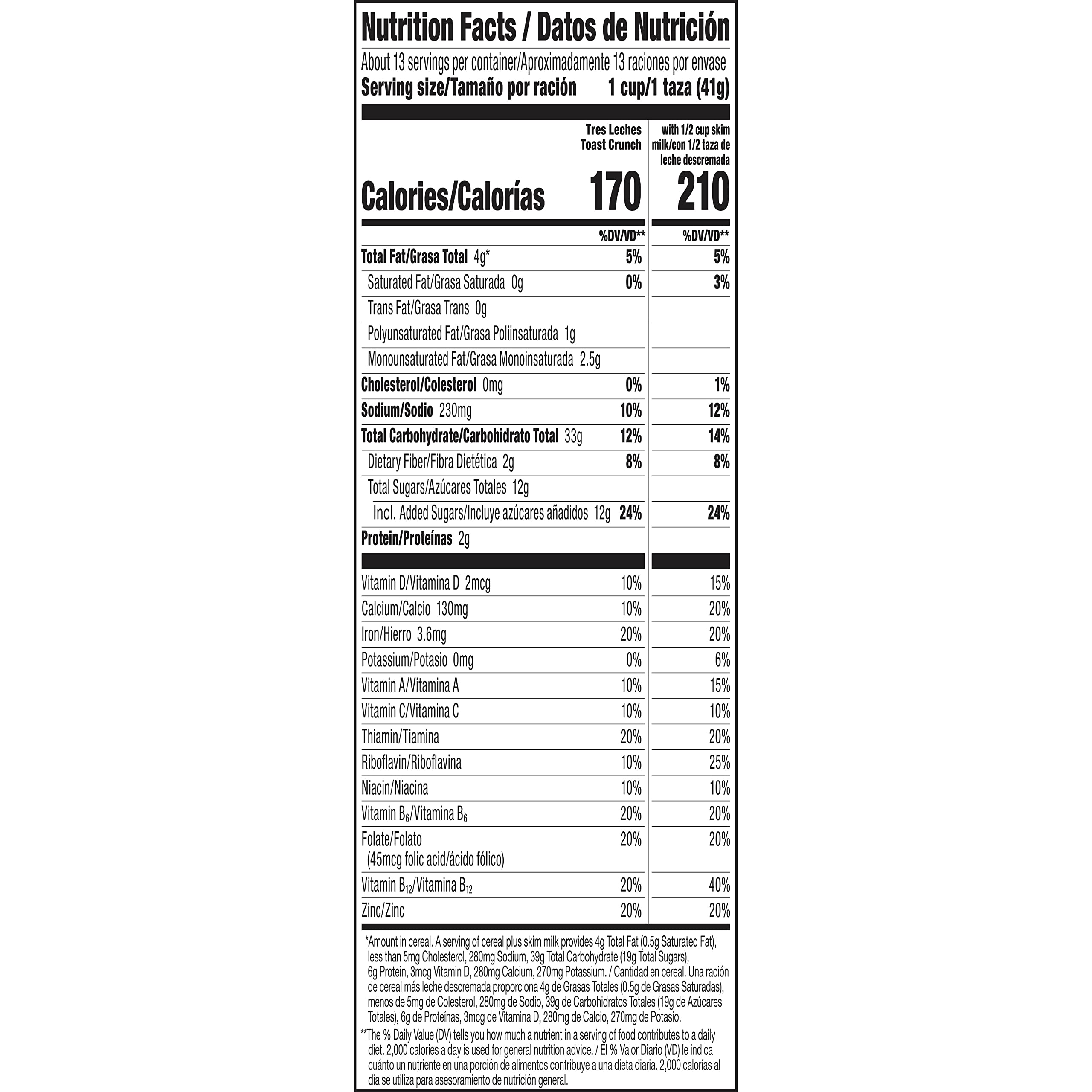 Tres Leches Toast Crunch Breakfast Cereal, Crispy Tres Leches Flavored Cinnamon Cereal, Family Size, 18.8 oz