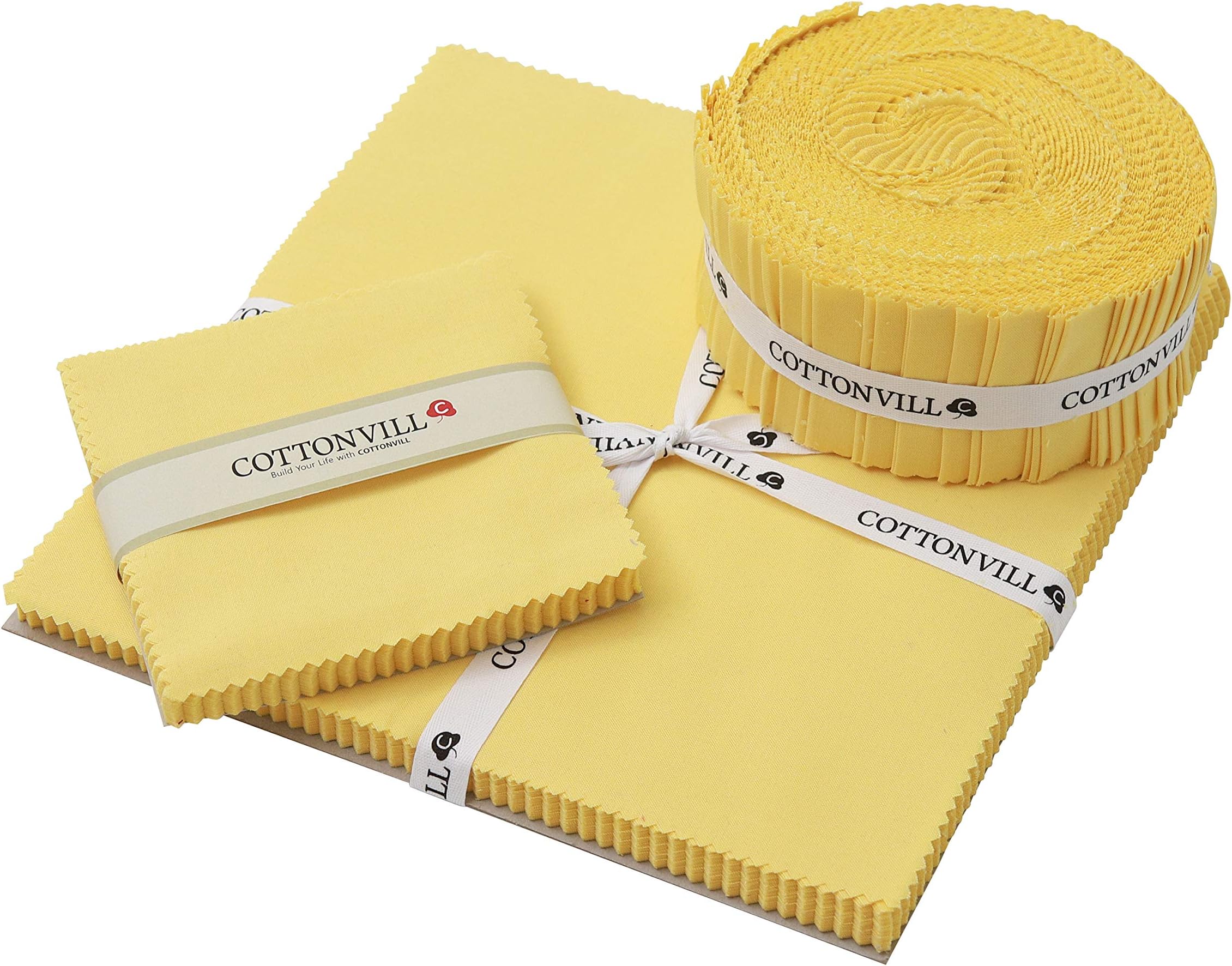COTTONVILL 20COUNT Cotton Solid Quilting Fabric (10inch Square, 13-Maize)