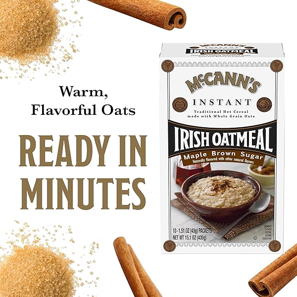 MCCANN’S INSTANT IRISH OATMEAL, MAPLE & BROWN SUGAR, 10 PACKETS