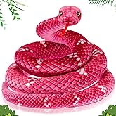 Hiboom Giant Snake Plush 71 Inch Large Stuffed Animal Realistic Stuffed Lifelike Snake for Easter Birthday Party Gifts Decoration Prank Props (Pink)