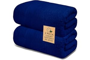 Softolle 100% Cotton Luxury Bath Sheets - 600 GSM Cotton Towels for Bathroom - Set of 2 Super Soft, Highly Absorbent Bath Sheet - Oeko-Tex Certified - 35" x 70" Inches (Royal Blue)