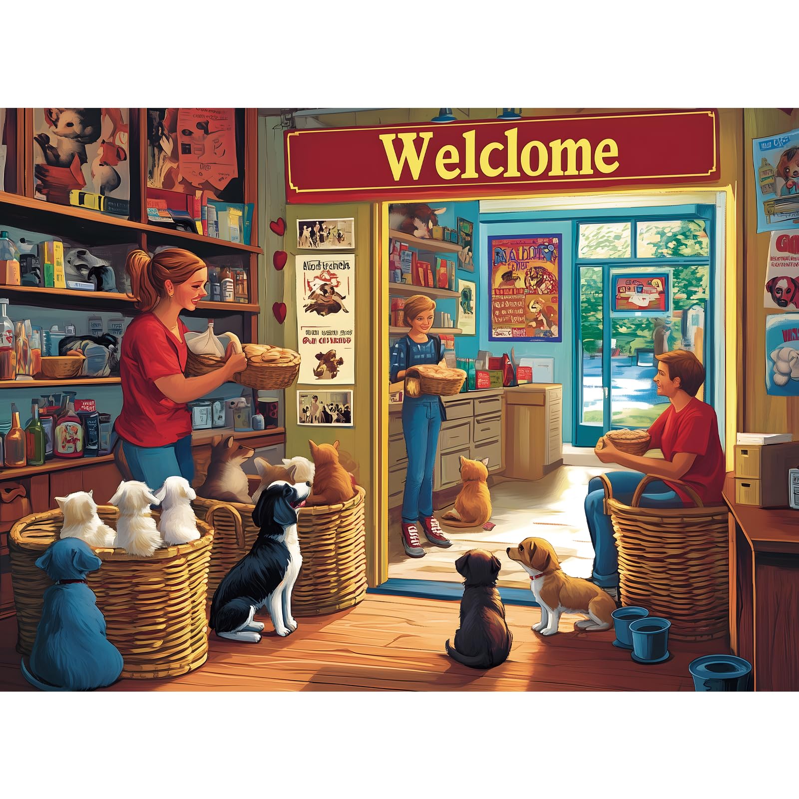 500 Pieces Animal Puzzles for Adults, Indoor Pet Shop Puzzle for Adults, Dog Puzzle 500 Pieces, Gift for Birthday, Home Decor, Fun for Entertainment(20.5 * 15 in)