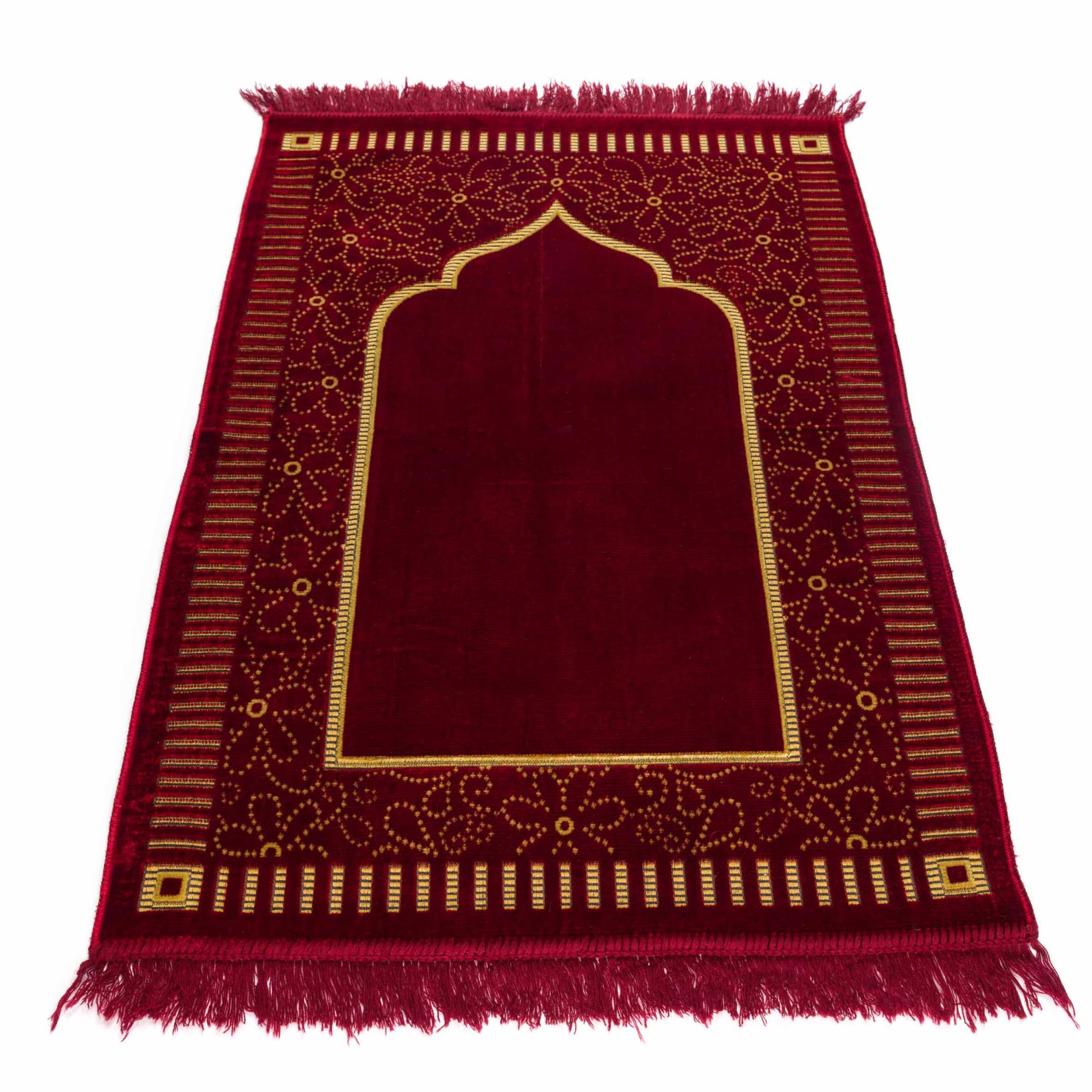 homeart Muslim Prayer Rug, Soft Plush Thin Islamic Prayer Mat, Janamaz, Sajada, Praying Carpet, Islamic Gift for Men & Women, Ramadan Eid Hajj Gift, Riyadh Pattern, Bordeaux