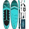 Skatinger 11'x34'' Extra Wide Inflatable Paddle Board, Up to 420lbs Stand-up Paddle Boards for Adults, Stable SUP for 2 People/Family, 3-PCS Paddle, Shoulder Strap, US Fin