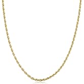 Kooljewelry Men's Women's 14k Yellow Gold 2.7 mm Rope Chain Necklace (18, 20, 22, 24, 26 or 30 inch)