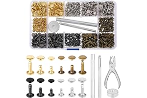 240 Sets Of Leather Rivets With Punch Pliers And Fixing Tools,Leather Rivets Double Cap Rivets Tubular Metal Rivets Leather R