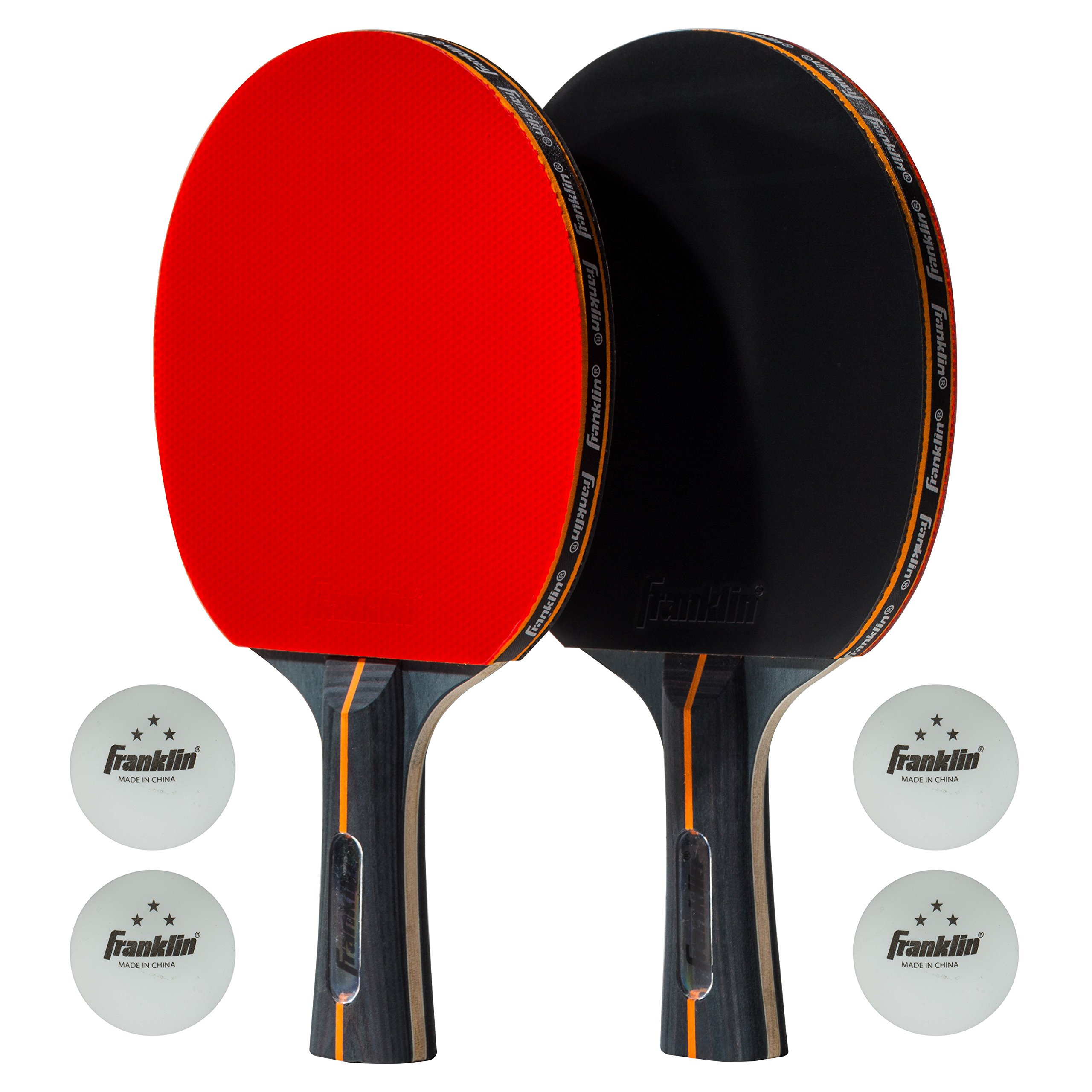 Franklin Sports Set Ping Pong 2 Giocatori Con 2 Racchette E 3 Palline | Kit Base Per Tennistavolo Con Gomma Puntinata E Manici In Legno