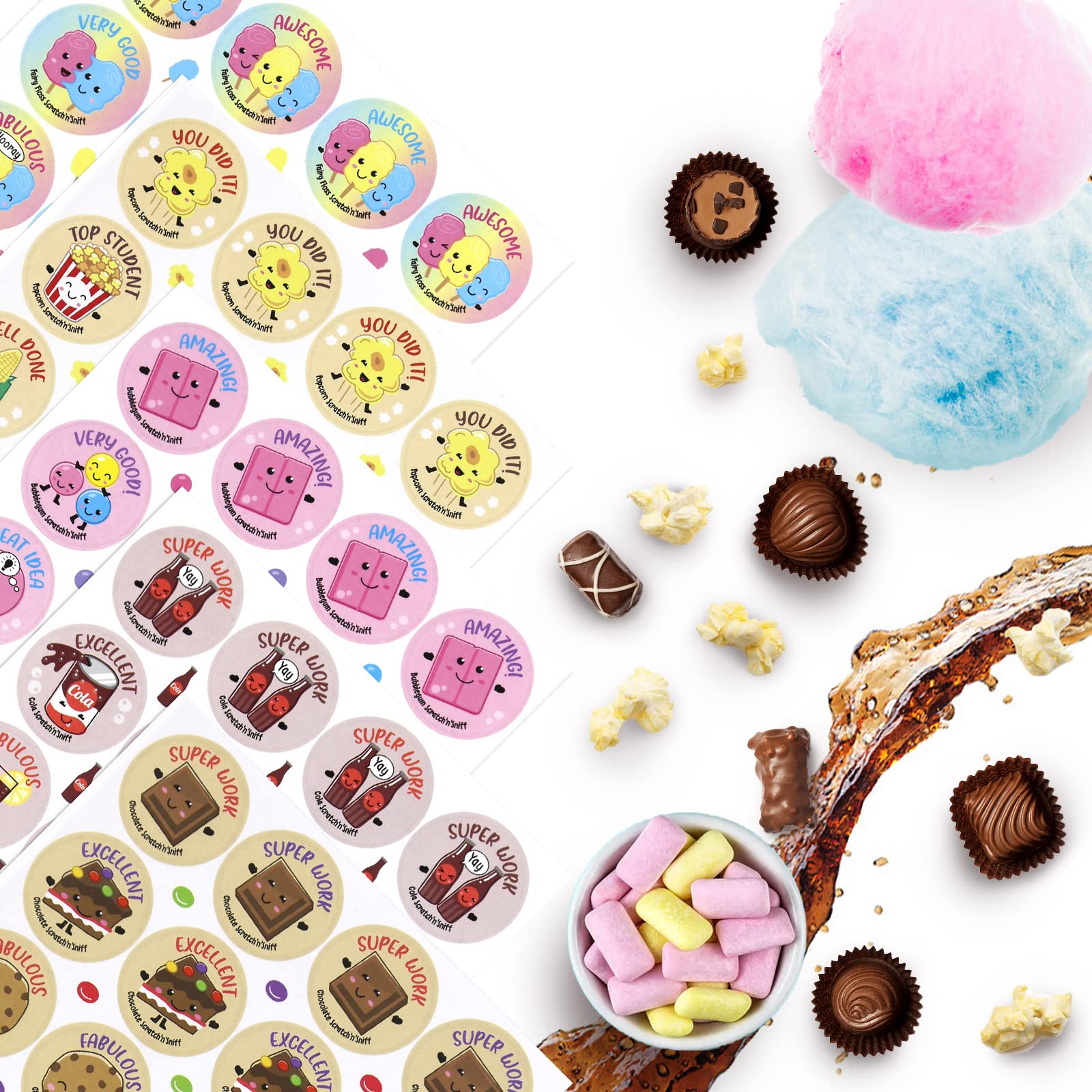 Scratch and Sniff Stickers, 864 Pieces Fruits and Foods Smelly Stickers, 12 Different Scents, 36 Sheets, Reward Motivate Stickers for Kids, Teachers, Parents, Crafts, Party Favor, Christmas Gift