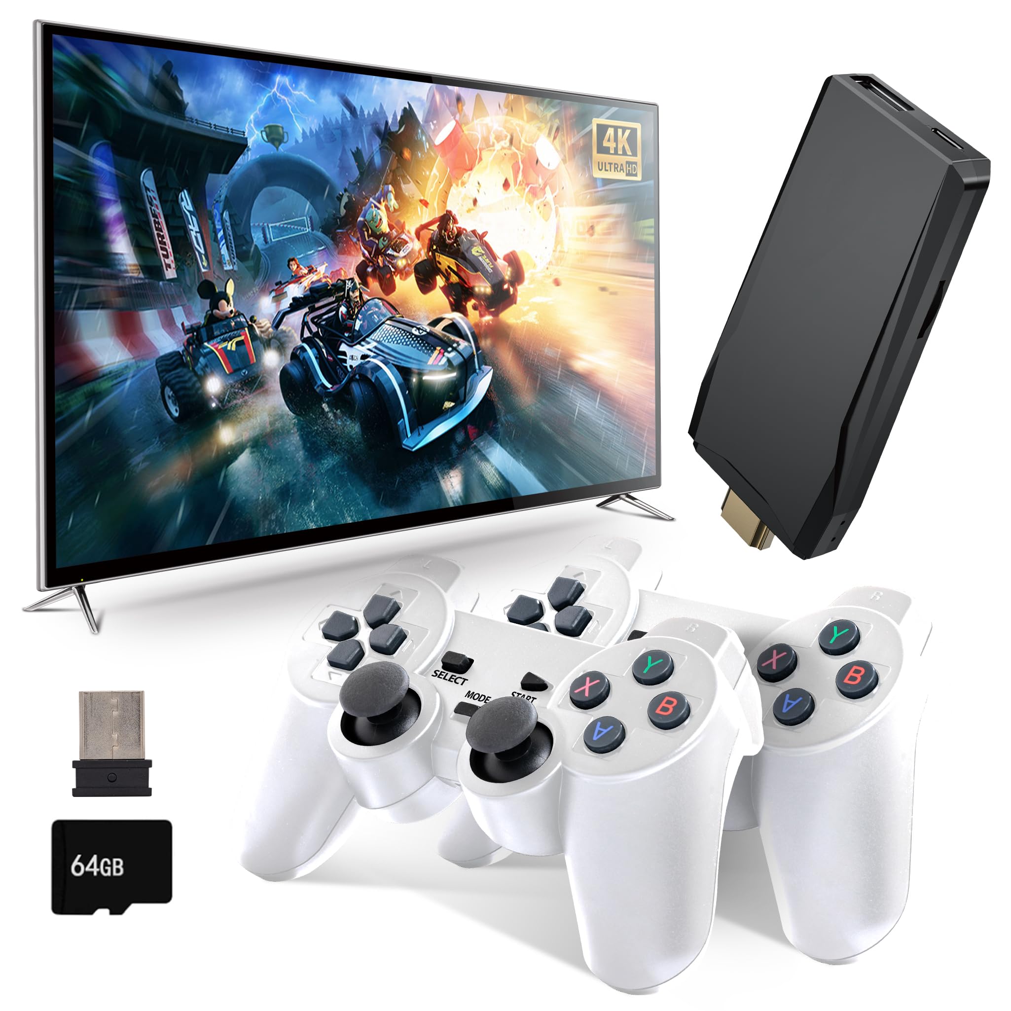 Photo 1 of Retro Game Console, Wireless Retro Game Console, Plug & Play Video TV Game with 20000+ Built-in Games, 4K HDMI Output, and 2.4GHz Wireless Controller, 9 Classic Emulators?White?