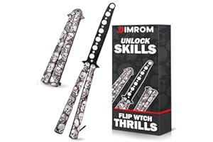 DIMROM Practice Butterfly Knife Trainer - Compact Balisong Knife with Skull Design, Blunt Stainless Steel Blade for Safe Training, Suits for Beginners and Enthusiasts Skill Building