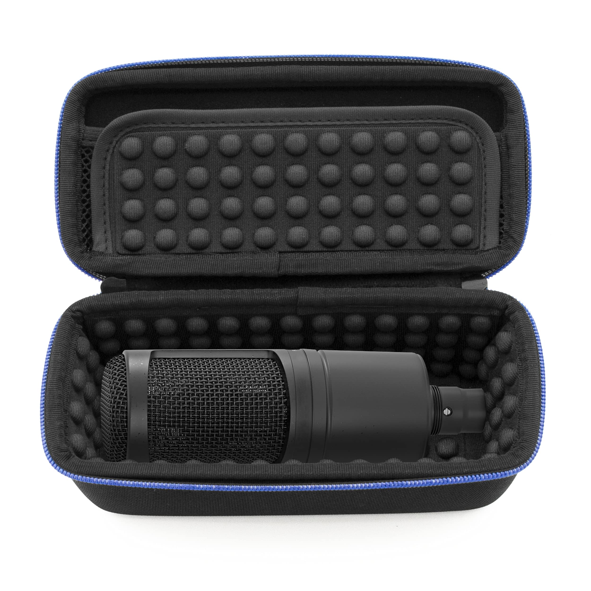 CASEMATIX Microphone Case Compatible with Audio-Technica AT2020 USB, AT2020USB+, AT2035, AT2050, AT4040, AT4050 & ATR2500-USB – Protective Carry Case for Mic, Windscreen & Cable Accessories