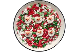 SENTOVAC 1 Bottle Edible Mixing Christmas Sprinkles 6 Santa Claus Tree | Cake Cupcakes and Ice Cream Topper Decorations | Edible Holiday Sprinkles 3.35 OZ for Christmas