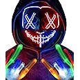 Sago Brothers Halloween Mask Skeleton Gloves Set, Light Up Scary LED Mask with Glow Gloves, Halloween Costumes for Boys Girls