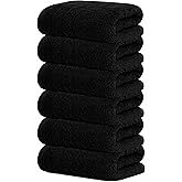 Tens Towels Pack of 6 Hand Towels, 100% Cotton, Lighter Weight, Quick to Dry, 16 x 28 Inches, Super Soft & Absorbent, Perfect for Bathroom & Kitchen, Black